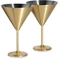 VonShef Juego de 2 Copas de Cóctel Martini de Acero Inoxidable color Oro – Caja de regalo